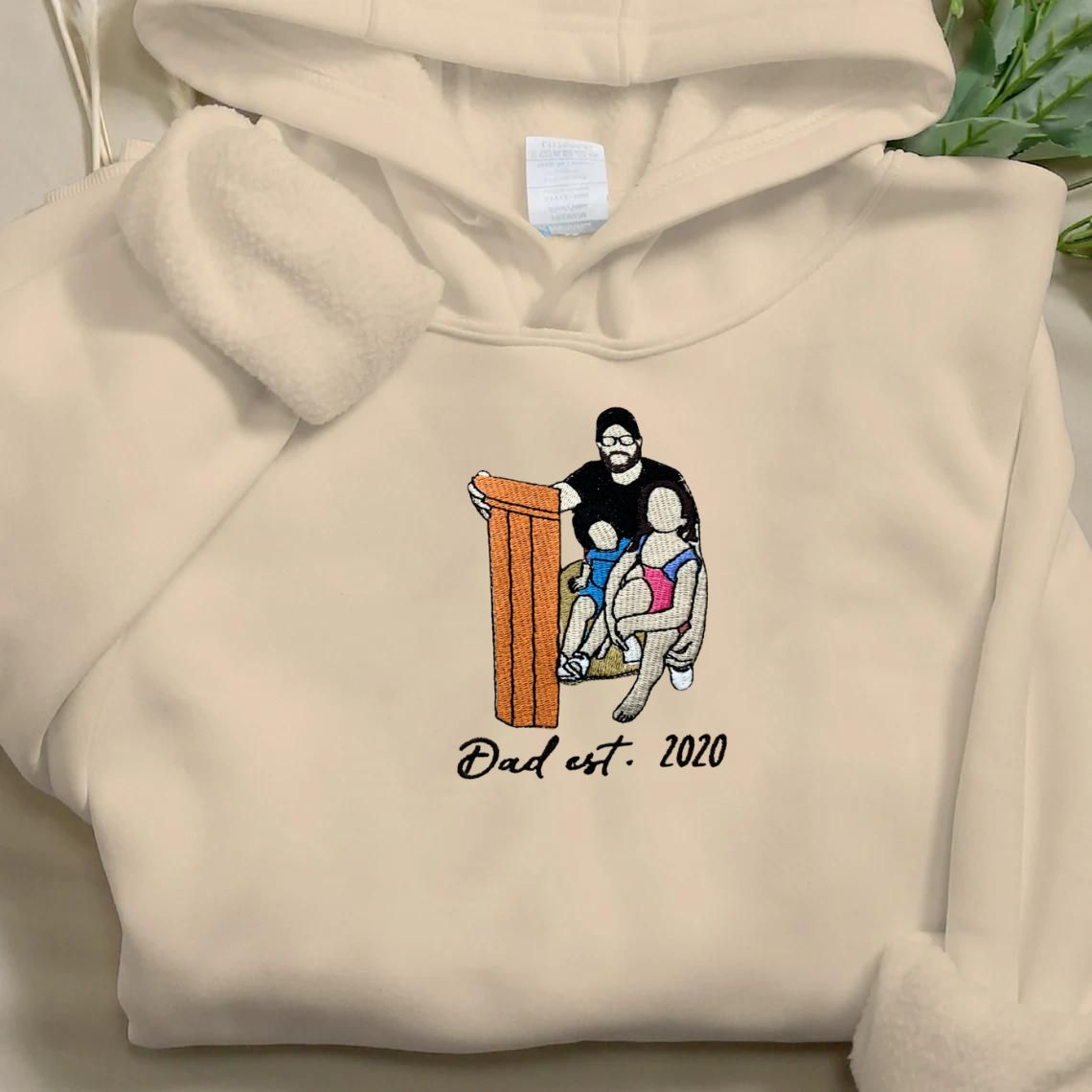 Custom Photo Embroidered Dad Sweatshirt Hoodie | Personalized Father's Day Gift