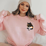 Custom Cat Portrait Embroidered Sweatshirt - Personalized Pet Face and Name Hoodie, Unique Custom Gift