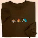 Camping Embroidered Crewneck Sweatshirt - Nature Outdoors Gift