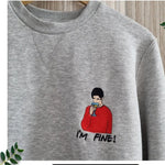 Ross Is Fine Embroidered Sweatshirt - Unisex Funny Sweatshirt - Friends TV Show Inspired - Ross Drinks - Embroidered Friends Series Sweatshirt