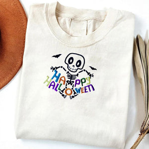 Happy Halloween Dancing Skeleton Embroidered Sweatshirt|Hoodie - Spooky Season Crewneck