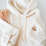 Custom Embroidered Hoodie with Collar and Sleeve - Personalized Mom, Mama, Grandmother Hoodie with Kids' Names