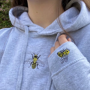 Unisex Embroidered Bee Hoodie (Cotton & Vegan Options)