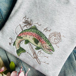 Rainbow Trout Fishing Embroidered Crewneck Sweatshirt