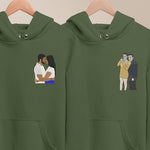 Custom Embroidered Hoodie with Portrait Sketch - Memorial Drawing Sweatshirt - Personalized Anniversary Gift for Couples and Family Matching Tops