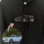 Custom Car Embroidered Sweatshirt - Personalized Minimalist Line Art - Vintage Car Photo to Embroidery Hoodie - Anniversary Gifts for Men