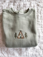 Custom Embroidered Crewneck Sweatshirt - Winter Sweater - Christmas Embroidery Sweater - Camping Apparel - Cozy Loungewear - Pine Tree Design