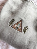 Custom Embroidered Crewneck Sweatshirt - Winter Sweater - Christmas Embroidery Sweater - Camping Apparel - Cozy Loungewear - Pine Tree Design