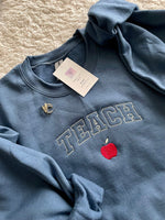 Teacher Embroidered Sweatshirt - Teacher Gift, Teacher Appreciation Crewneck, Cute Teacher Gift Idea