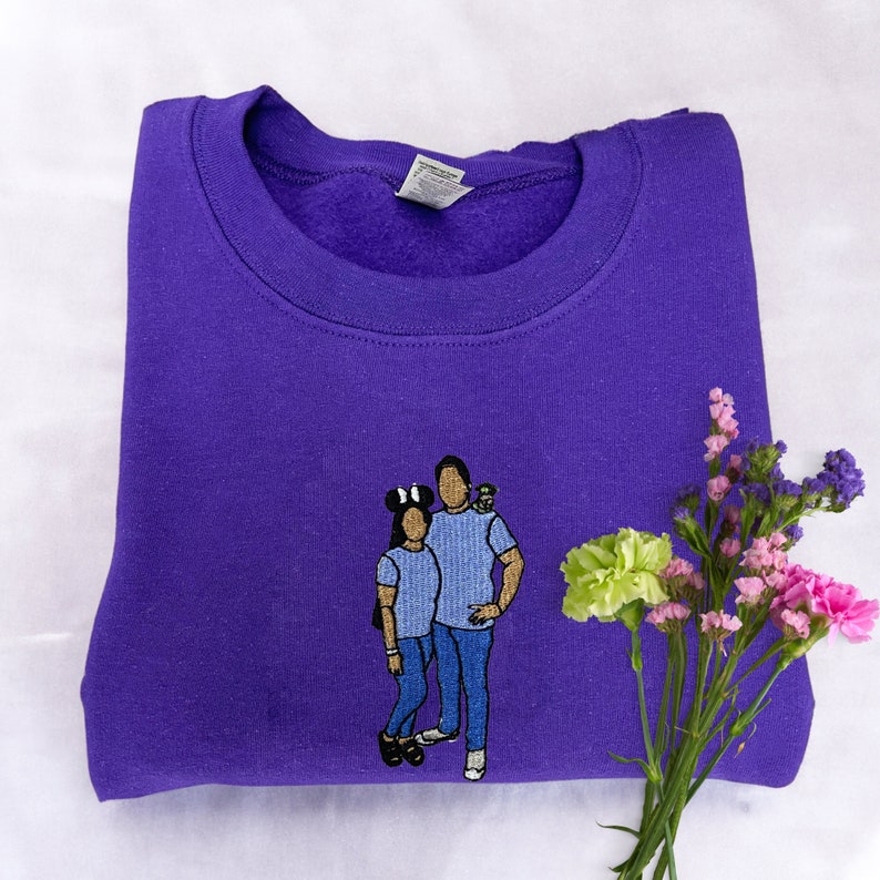 Best Friend Sweatshirts - Custom Sweatshirts with Picture - Personalized Portrait Sweatshirt with Embroidered Sleeve - Best Friend Gift Ideas