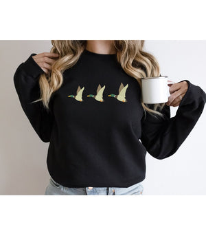 Embroidered Duck Sweatshirt - Embroidery Hoodie - Unique Gifts - Christmas Sweater - Hunter Sweatshirt - Animal Lover Sweater - Xmas Gifts