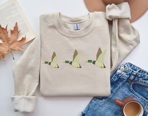 Embroidered Duck Sweatshirt - Embroidery Hoodie - Unique Gifts - Christmas Sweater - Hunter Sweatshirt - Animal Lover Sweater - Xmas Gifts