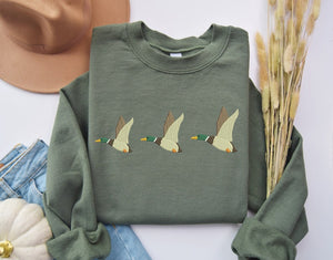 Embroidered Duck Sweatshirt - Embroidery Hoodie - Unique Gifts - Christmas Sweater - Hunter Sweatshirt - Animal Lover Sweater - Xmas Gifts