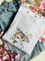 Rainbow Trout Fishing Embroidered Crewneck Sweatshirt