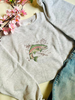 Rainbow Trout Fishing Embroidered Crewneck Sweatshirt