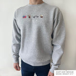 USA Embroidery Sweatshirt - American Flag Crewneck with Patriotic Cowboy Theme for July 4th