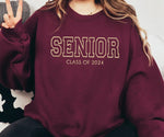 Custom Embroidered Senior Sweatshirt - Class of 2024 Graduation Hoodie, Senior Grad Gift