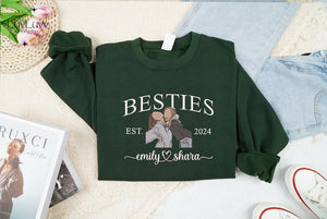 Embroidered Custom Best Friend Sweatshirts - Personalized Portrait Sweatshirt - Matching Bestie Shirt with Custom Picture