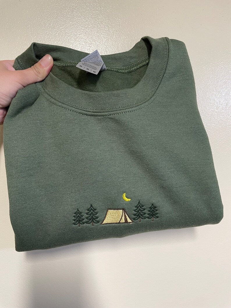 Camping Embroidered Crewneck Sweatshirt