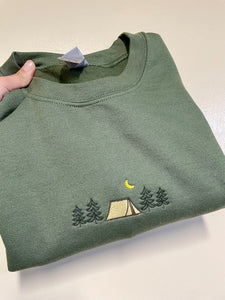 Camping Embroidered Crewneck Sweatshirt